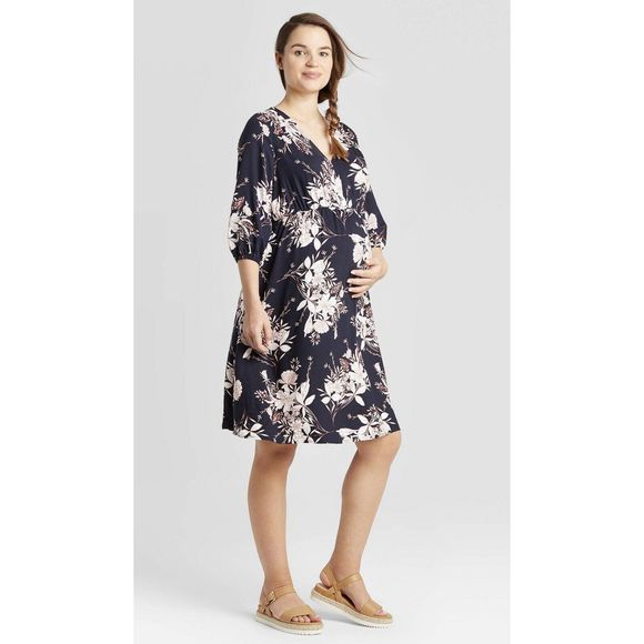 Isabel Maternity XXL Dress Floral Fit Flare VNeck - Picture 1 of 10